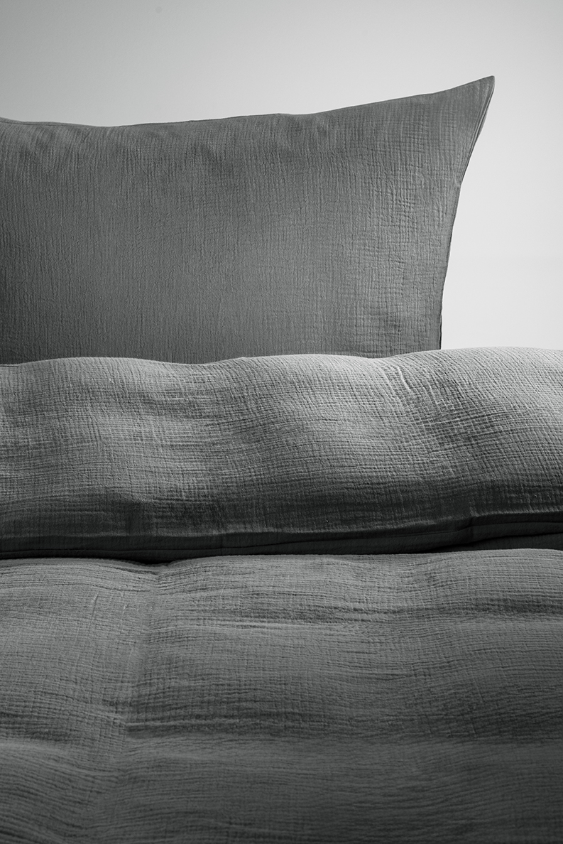 Musselin Bettwäsche Dark Grey aus reiner Baumwolle | 155 x 220 cm